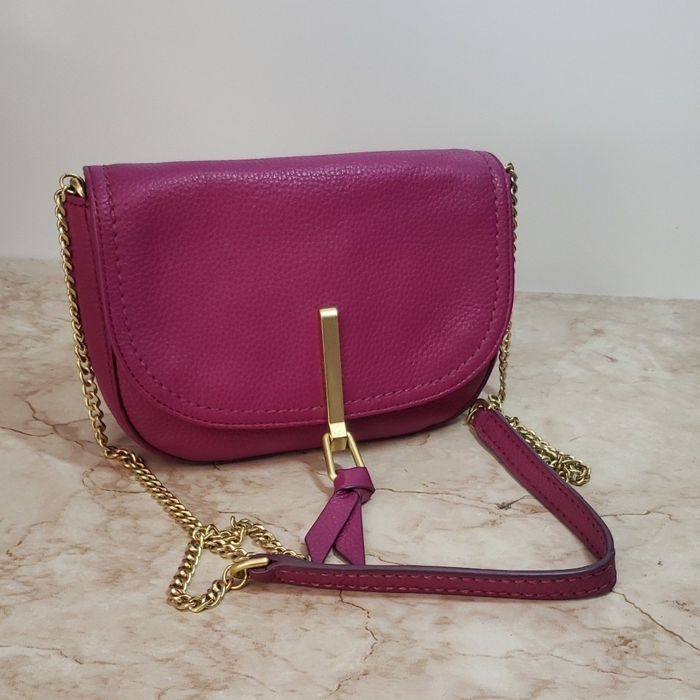 Vera Bradley  Pink/Purple Pebble Leather And Gold Chain  Crossbody Bag
